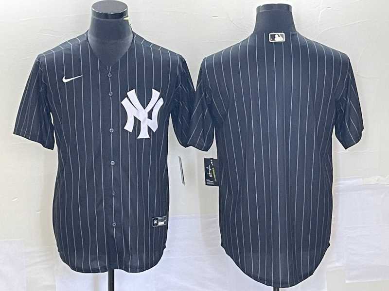 Mens New York Yankees Blank Black Pinstripe Cool Base Stitched Baseball Jersey->new york yankees->MLB Jersey
